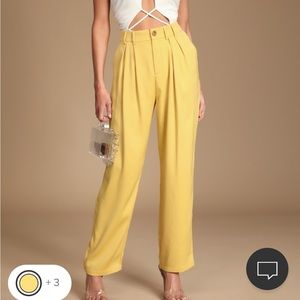 NWOT Lulu’s sophisticated Take Yellow High Waisted Trouser Pants